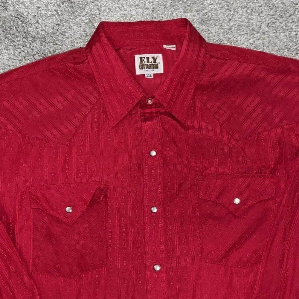 Red big man Rockabilly Ely Cattleman snap pearl western cowboy shirt XXL men’s
